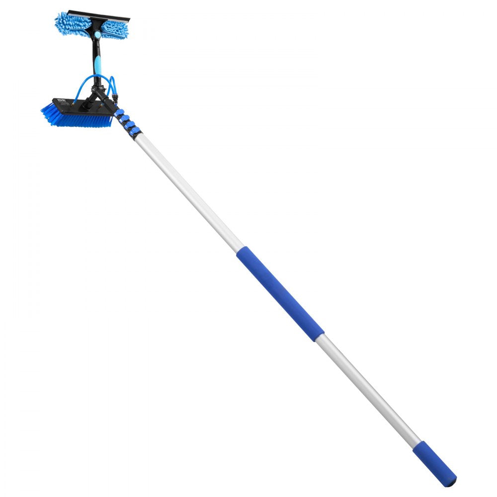VEVOR Solar Panel Cleaning Kit, 24 ft, Water Fed Pole Kit with Cleaning Brush, Soap Dispenser, Extendable Aluminum Telescopic Pole, 180° Rotatable Brush Head, for Roof Mounted Solar Panels, Windows