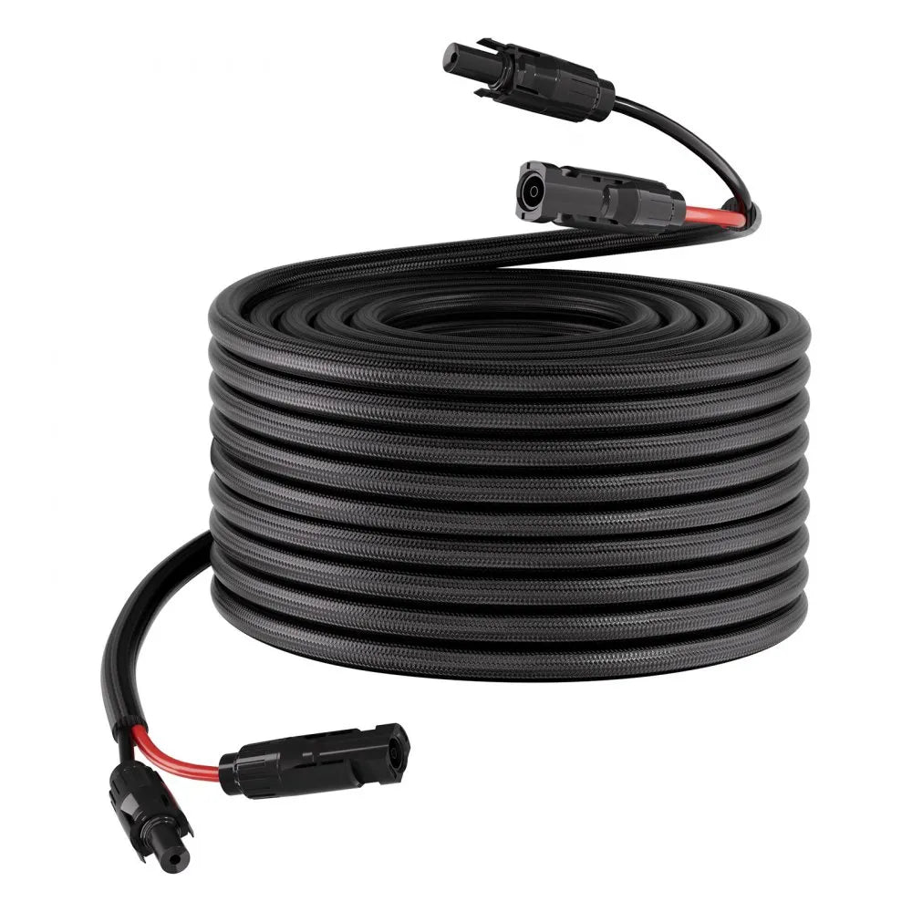 VEVOR 100FT Solar Panel Extension Cable, 10 AWG, Solar Panel Wire with Flame Retardant Protective Sleeving, Female and Male Connectors, IP67 Waterproof PV Wire, for Outdoor Automotive RV, Black & Red