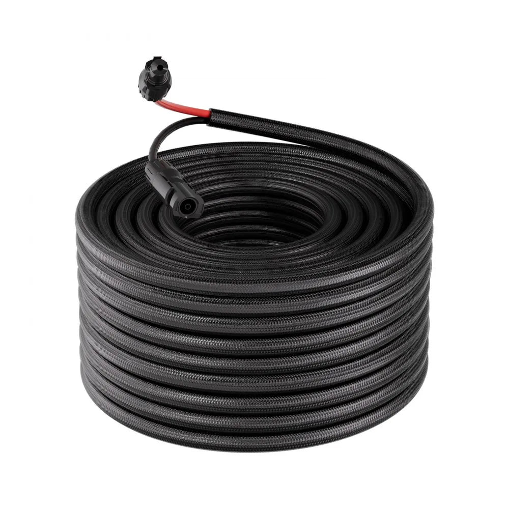 VEVOR 100FT Solar Panel Extension Cable, 10 AWG, Solar Panel Wire with Flame Retardant Protective Sleeving, Female and Male Connectors, IP67 Waterproof PV Wire, for Outdoor Automotive RV, Black & Red