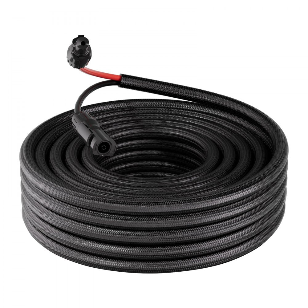 VEVOR 30FT Solar Panel Extension Cable, 10 AWG, Solar Panel Wire with Flame Retardant Protective Sleeving, Female and Male Connectors, IP67 Waterproof PV Wire, for Outdoor Automotive RV, Black & Red