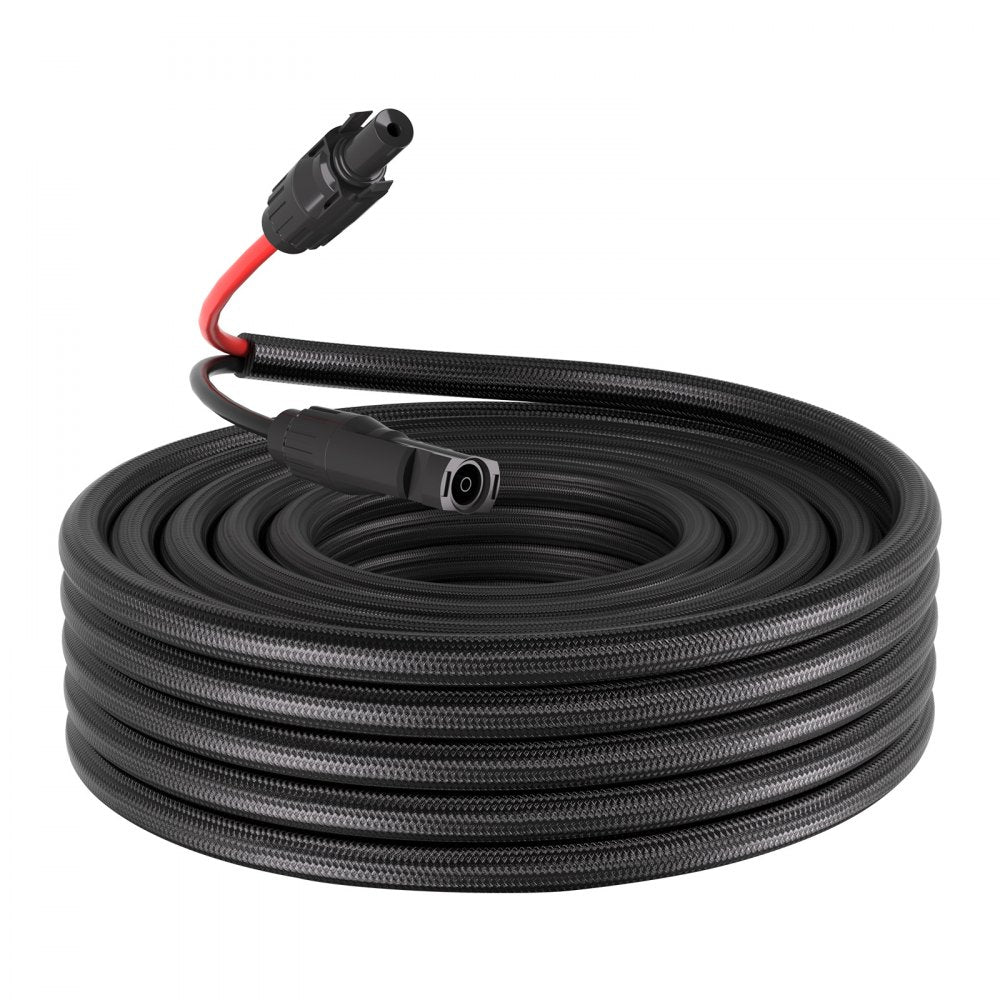 VEVOR 30FT Solar Panel Extension Cable, 10 AWG, Solar Panel Wire with Flame Retardant Protective Sleeving, Female and Male Connectors, IP67 Waterproof PV Wire, for Outdoor Automotive RV, Black & Red