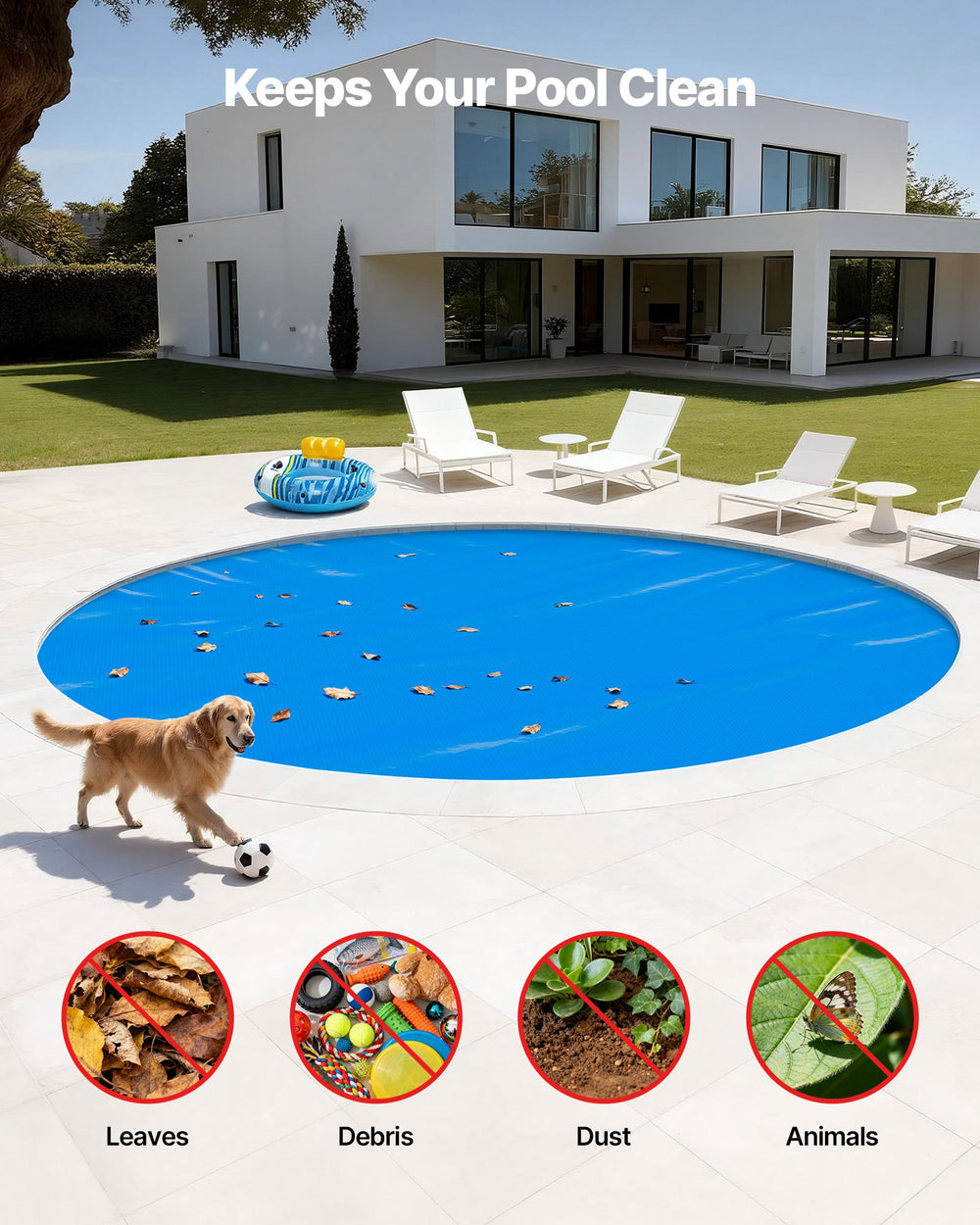 VEVOR Solar Pool Cover, 27 ft Round, 16 Mil, Blue - Image 6