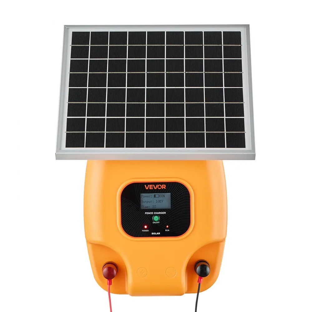 VEVOR Solar Fence Charger,  0.6J 8kV Solar Powered Fence Charger, 1.86 Miles Range, Electric Fence Energizer Kit, Keep Out Predators, 4-5 Days Runtime, for Livestock, Poultry, Garden Protection