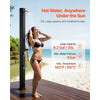VEVOR 9.2 Gal Solar Heated Shower, 6.4ft Showerhead Height Outdoor Shower, with Foot Faucet & Soap Box Rack, Hot & Cold Water Adjustment, Freestanding for Backyard Poolside Beach Pool,Black