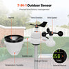 VEVOR 7-in-1 Wireless Weather Station, 7.5 in Color Display, Digital Weather Station Indoor Outdoor, for Temperature Humidity Wind Speed/Direction Rain UV, with Forecast Data, Alarm, Alerts-NO WIFI