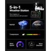 VEVOR 5-in-1 Wi-Fi Weather Station, 7.5-Inch VA Display, Wireless Solar Powered Outdoor Sensor, Rain Gauge, Indoor Outdoor for Weather Forecast, Wind Speed Direction, Temperature, Humidity, Rainfall