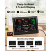 VEVOR 5-in-1 Wi-Fi Weather Station, 7.5-Inch VA Display, Wireless Solar Powered Outdoor Sensor, Rain Gauge, Indoor Outdoor for Weather Forecast, Wind Speed Direction, Temperature, Humidity, Rainfall
