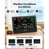 VEVOR 7-in-1 Wi-Fi Weather Station with APP, 7.5 in Display, Wireless Solar Powered Outdoor Sensor, with Pool Thermometer, Rain Gauge, Indoor Outdoor for Weather Forecast, Wind Speed, Pool Temperature