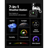 VEVOR 7-in-1 Wi-Fi Weather Station, 7-Inch TFT Display, Wireless Solar Powered Outdoor Sensor, Rain Gauge, Indoor Outdoor for Weather Forecast, Wind Speed Direction, Temperature, Humidity, Rainfall