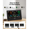VEVOR 7-in-1 Wireless Weather Station, 7.5-Inch VA Display, Solar Powered Outdoor Sensor, Rain Gauge, Indoor Outdoor for Weather Forecast, Temperature, Humidity, Wind Speed and Direction (No WiFi)