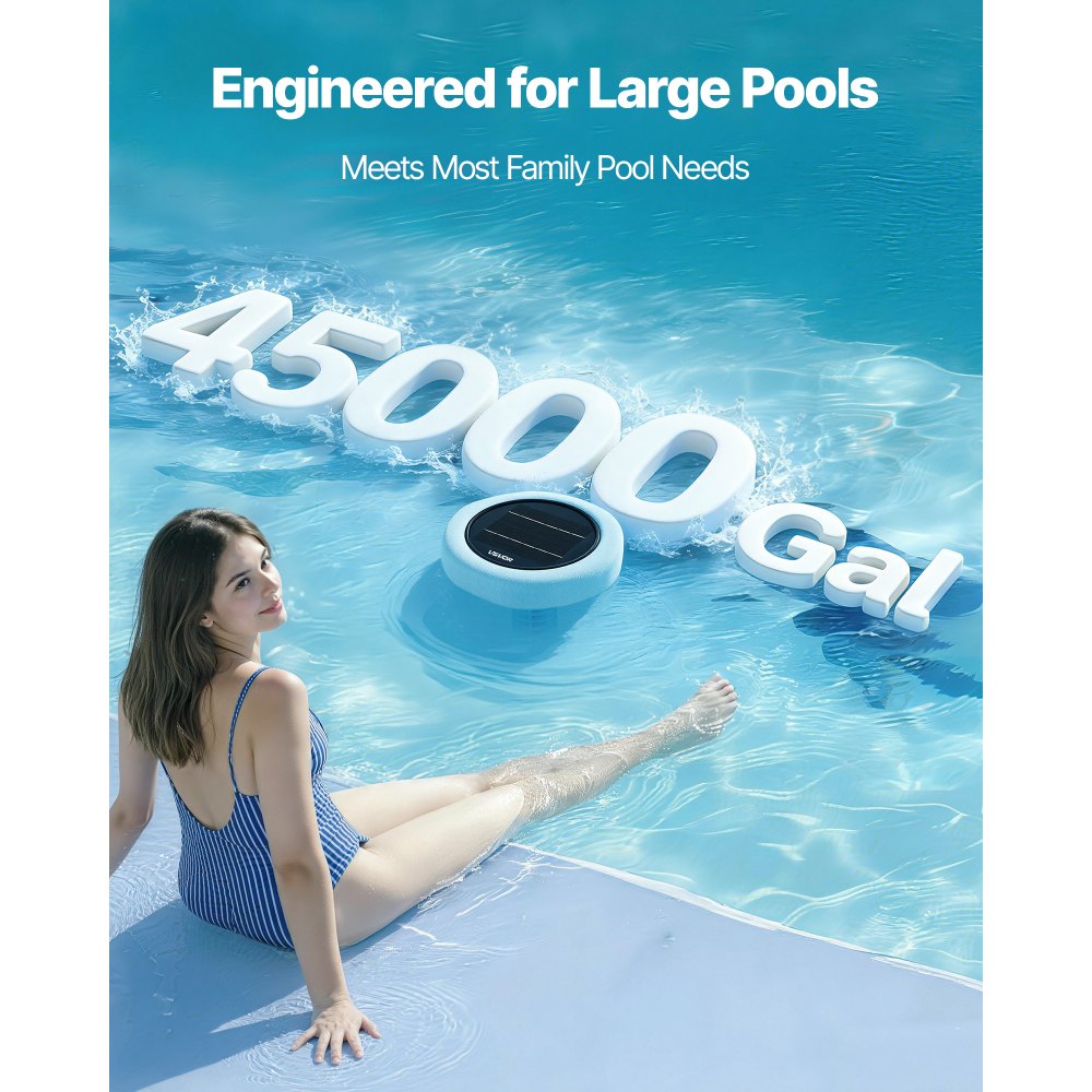 VEVOR Solar Pool Ionizer, Hexagon Copper Pool Ionizer Up to 45000 Gal, Floating Automatic Water Cleaner and Purifier, Chlorine Free Water, with Copper Anode, Spring, Brush and Filter for Pools & Spas