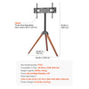 VEVOR Tripod Easel TV Stand, for 40-65 inch Flat Screen/Curved TVs Up to 99 lbs, 18° Left-Right Rotation Portable TV Stand with Oak Wood Legs, for Bedroom, Living Room, Studio, MAX VESA 600 x 400 mm
