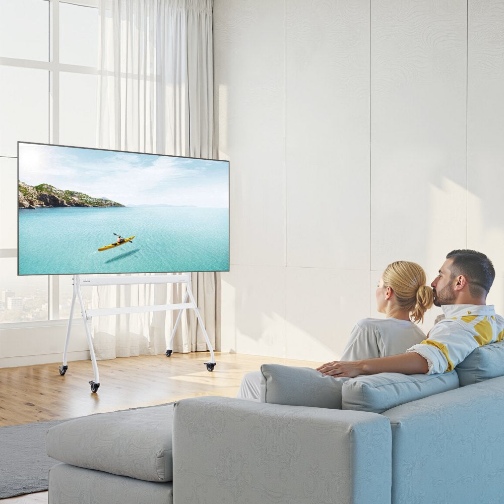 VEVOR Rolling TV Stand, Mobile TV Cart for 35-100 Inch LED/LCD/OLED Flat/Curved TVs, Portable Monitor Stand with Wheels Hold up to 198 lbs for Living Room, Bedroom, Office, Outdoor, Max VESA 800x600mm