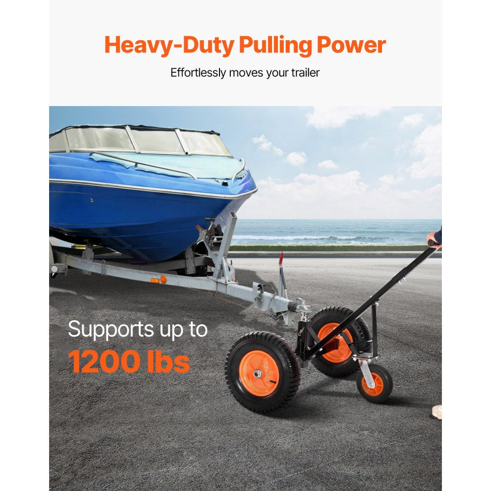 VEVOR Trailer Dolly, 1200lbs Tongue Weight Capacity, Carbon Steel Trailer Mover with 2 inch Ball, 15.2 inch Pneumatic Tires, Portable Tow Dolly for Moving RV Trailer