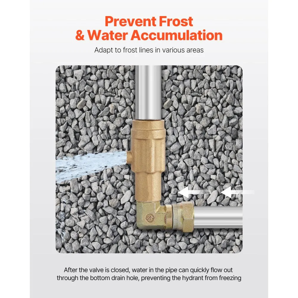 VEVOR Frost Proof Yard Hydrant, 3.25FT Freeze-Proof Outdoor Faucet with 12" Bury Dept, 3/4" NPT Pipe Connection & 3/4" NH Hose Coupling, Heavy-Duty Cast Iron Hydrant for Yard, Garden, Farm Irrigation