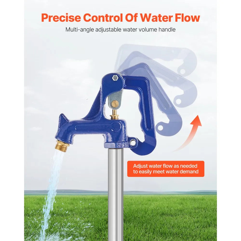 VEVOR Frost Proof Yard Hydrant, 3.25FT Freeze-Proof Outdoor Faucet with 12" Bury Dept, 3/4" NPT Pipe Connection & 3/4" NH Hose Coupling, Heavy-Duty Cast Iron Hydrant for Yard, Garden, Farm Irrigation