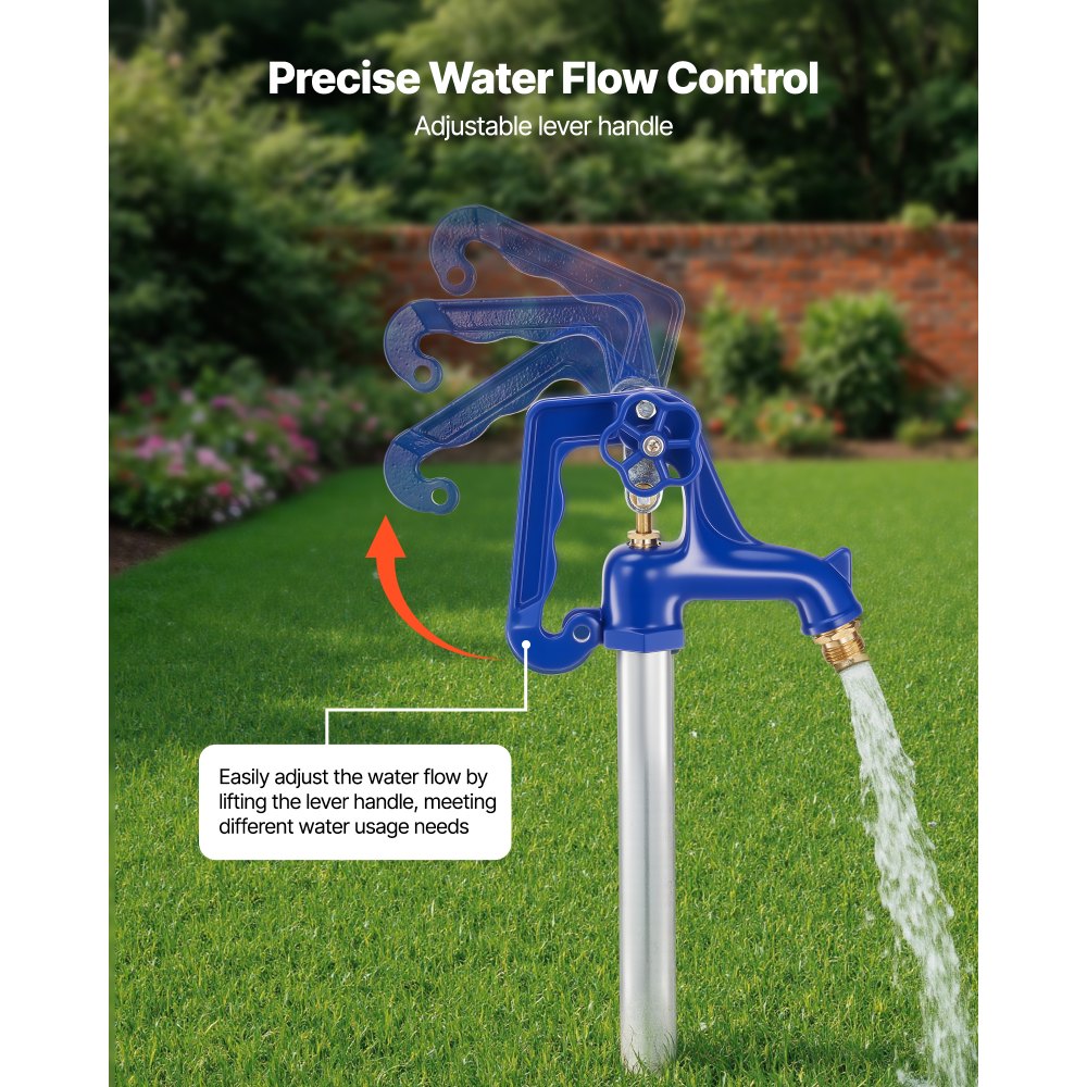 VEVOR Frost Proof Yard Hydrant, 5.24FT Freeze-Proof Outdoor Faucet with 36" Bury Depth, 3/4" NPT Pipe Connection, Lever Handle + Handwheel, No Lead Freezeless Hydrant for Yard Garden Farm Irrigation