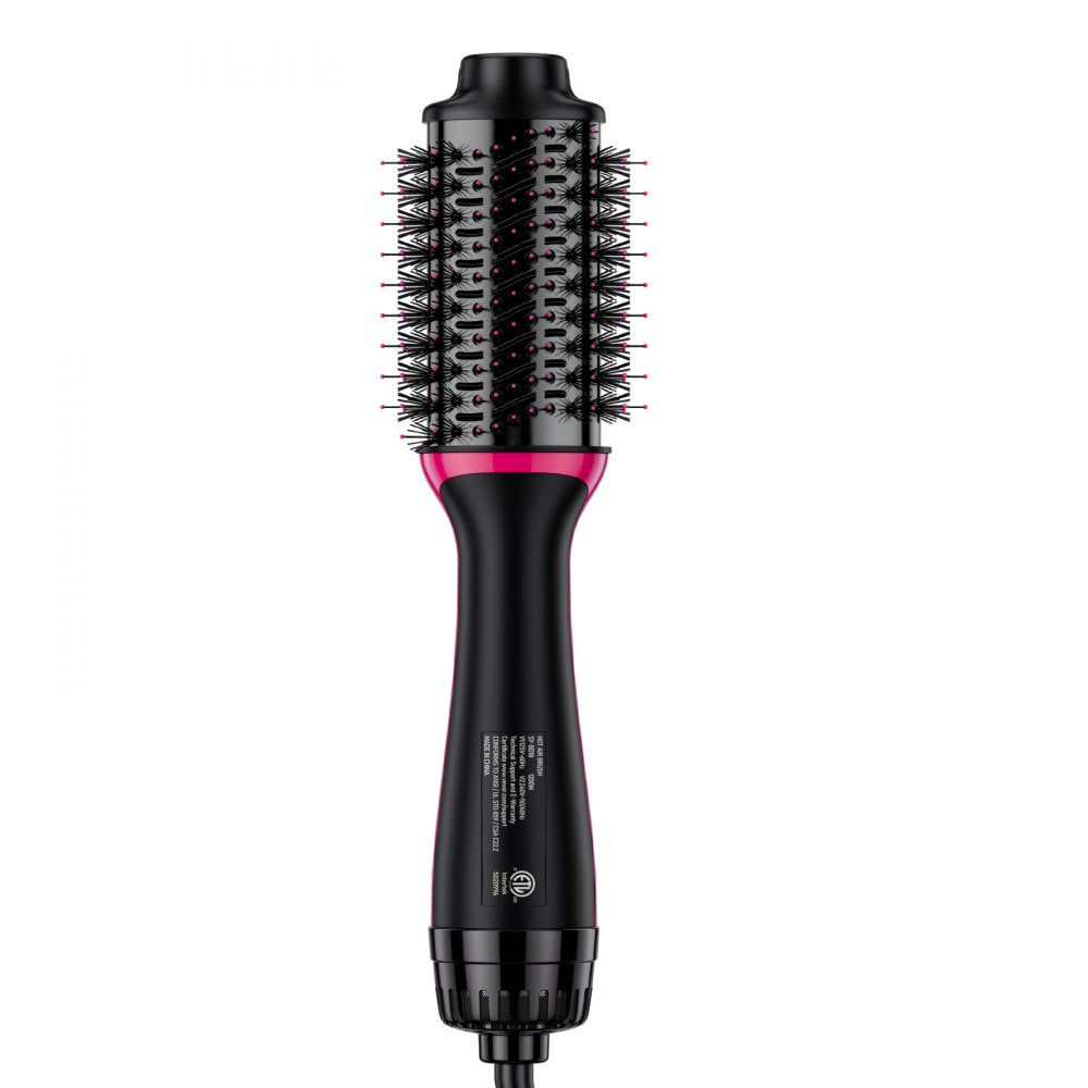 VEVOR Hair Blow Dryer Brush, 4 in 1 Ionic Hair Styler and Volumizer with Electroplated Titanium & 2.56" Ceramic Coating Oval Barrel, Dual Voltage 110V/240V Hot Air Styling Brush for Salon Home Travel