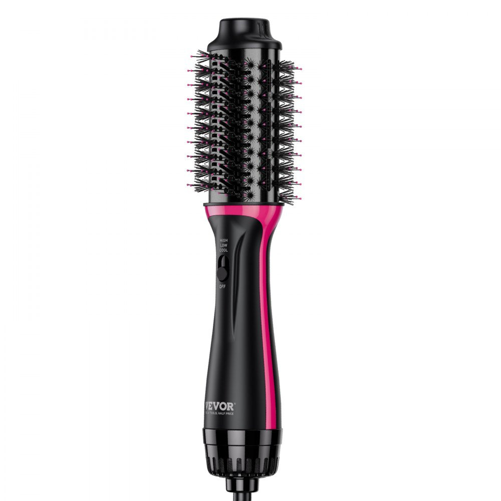 VEVOR Hair Blow Dryer Brush, 4 in 1 Ionic Hair Styler and Volumizer with Electroplated Titanium & 2.56" Ceramic Coating Oval Barrel, Dual Voltage 110V/240V Hot Air Styling Brush for Salon Home Travel