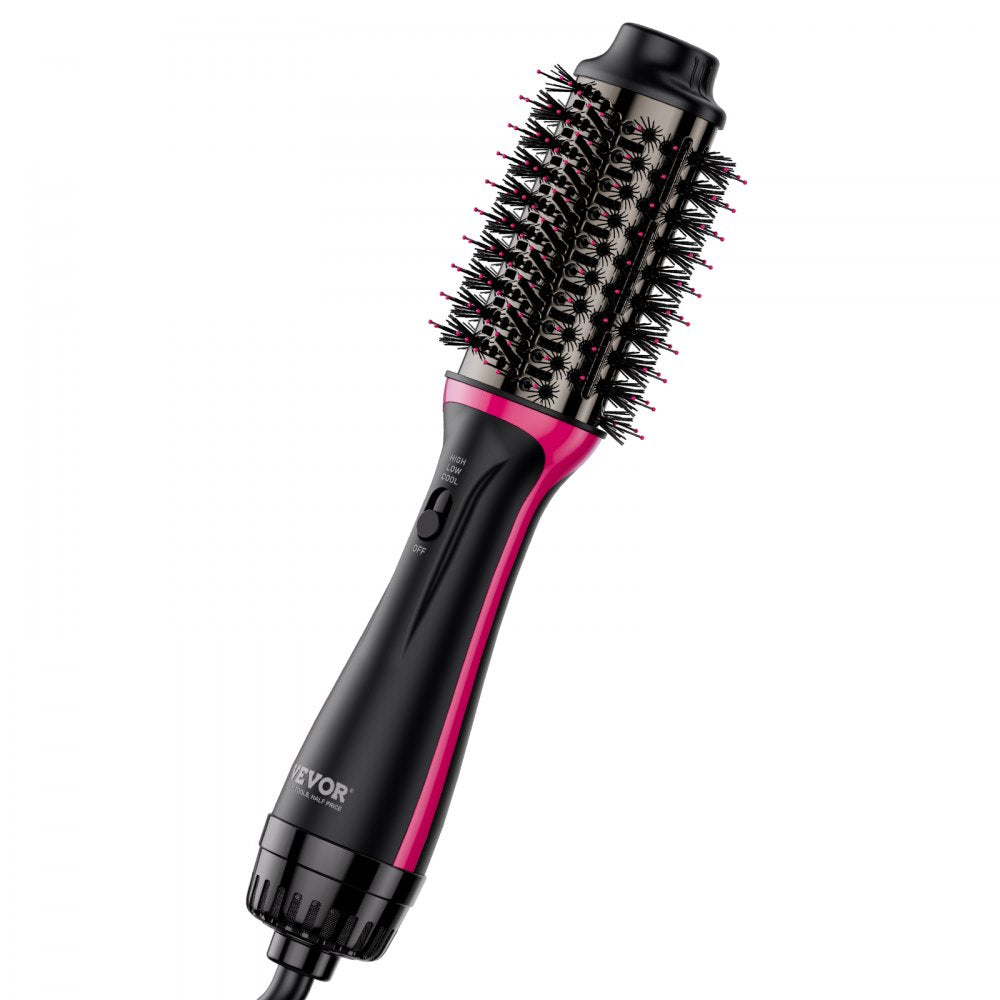 VEVOR Hair Blow Dryer Brush, 4 in 1 Ionic Hair Dryer Styler and Volumizer with Electroplated Titanium & 2.56" Ceramic Coating Oval Barrel, 3-Temp Hot Air Styling Brush for Drying Straightening Curling