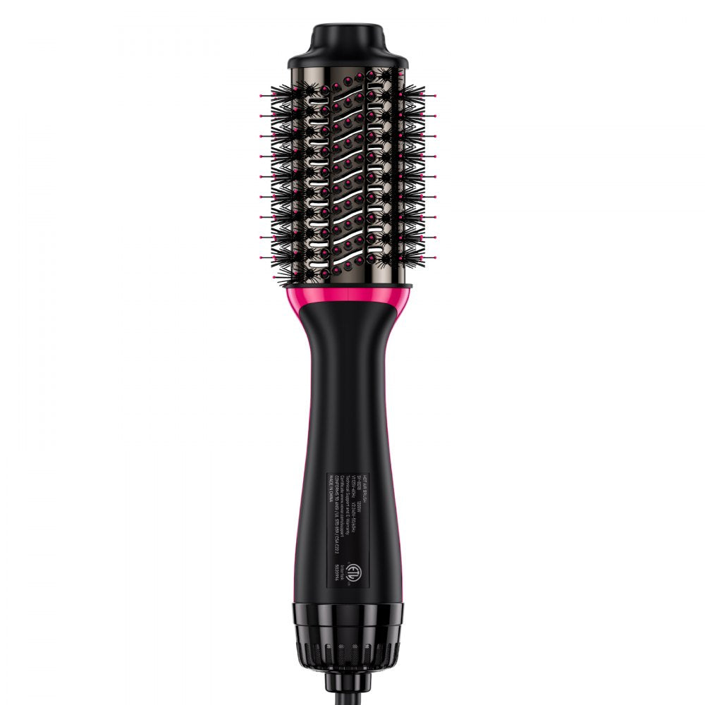 VEVOR Hair Blow Dryer Brush, 4 in 1 Ionic Hair Dryer Styler and Volumizer with Electroplated Titanium & 2.56" Ceramic Coating Oval Barrel, 3-Temp Hot Air Styling Brush for Drying Straightening Curling