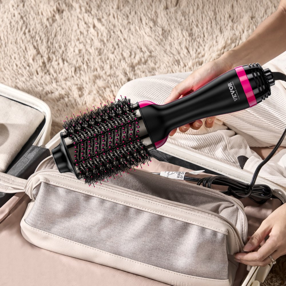 VEVOR Hair Blow Dryer Brush, 4 in 1 Ionic Hair Dryer Styler and Volumizer with Electroplated Titanium & 2.95" Ceramic Coating Oval Barrel, 3-Temp Hot Air Styling Brush for Drying Straightening Curling