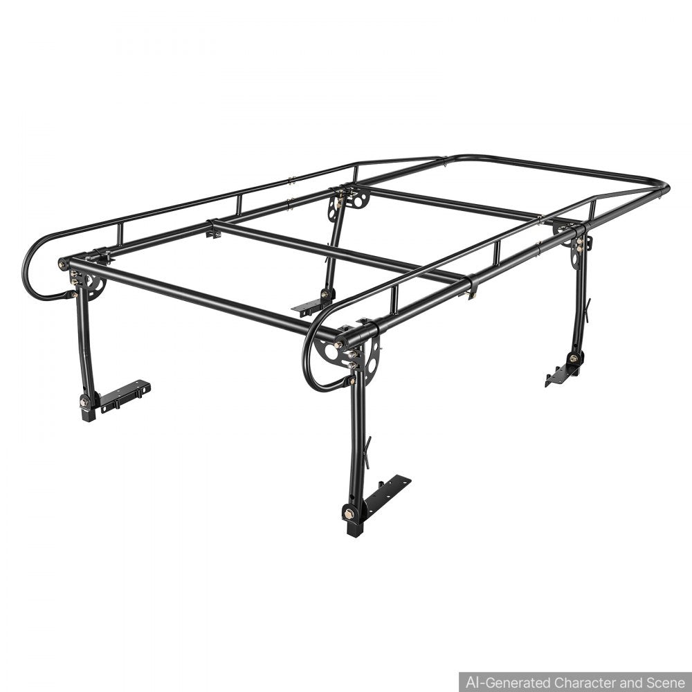 VEVOR Truck Ladder Rack 800LBS Capacity Universal Over-Cab Trucks Bed Rack, 43.3"-63" Width Adjustable for Kayak Surfboard Lumber, Non-Drilling/Drilling Installation, Fits Short-Bed & Long-Bed Trucks