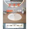VEVOR Semi Recessed Bathroom Sink, 19.09 x 16.73 Inch Oval White Ceramic Vessel Sink with Overflow Hole and 3 Faucet Holes, Drop in Modern Lavatory Vanity Bath Wash Bowl Basin, Ideal for Small Spaces
