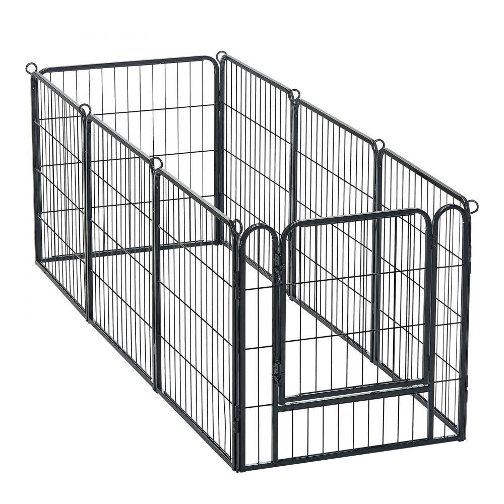 VEVOR Dog Playpen 24 Inch 8 Panels Foldable Metal Exercise Pen Pet Fence, Indoor/Outdoor Heavy Duty Puppy Crate Kennel with Door for Dogs, Cats or Small Animals, Portable for RV Camping, Yard, Black