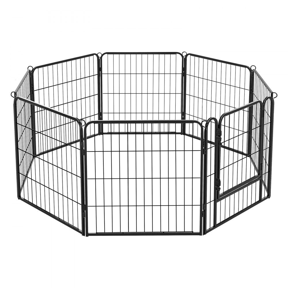 VEVOR Dog Playpen 24 Inch 8 Panels Foldable Metal Exercise Pen Pet Fence, Indoor/Outdoor Heavy Duty Puppy Crate Kennel with Door for Dogs, Cats or Small Animals, Portable for RV Camping, Yard, Black