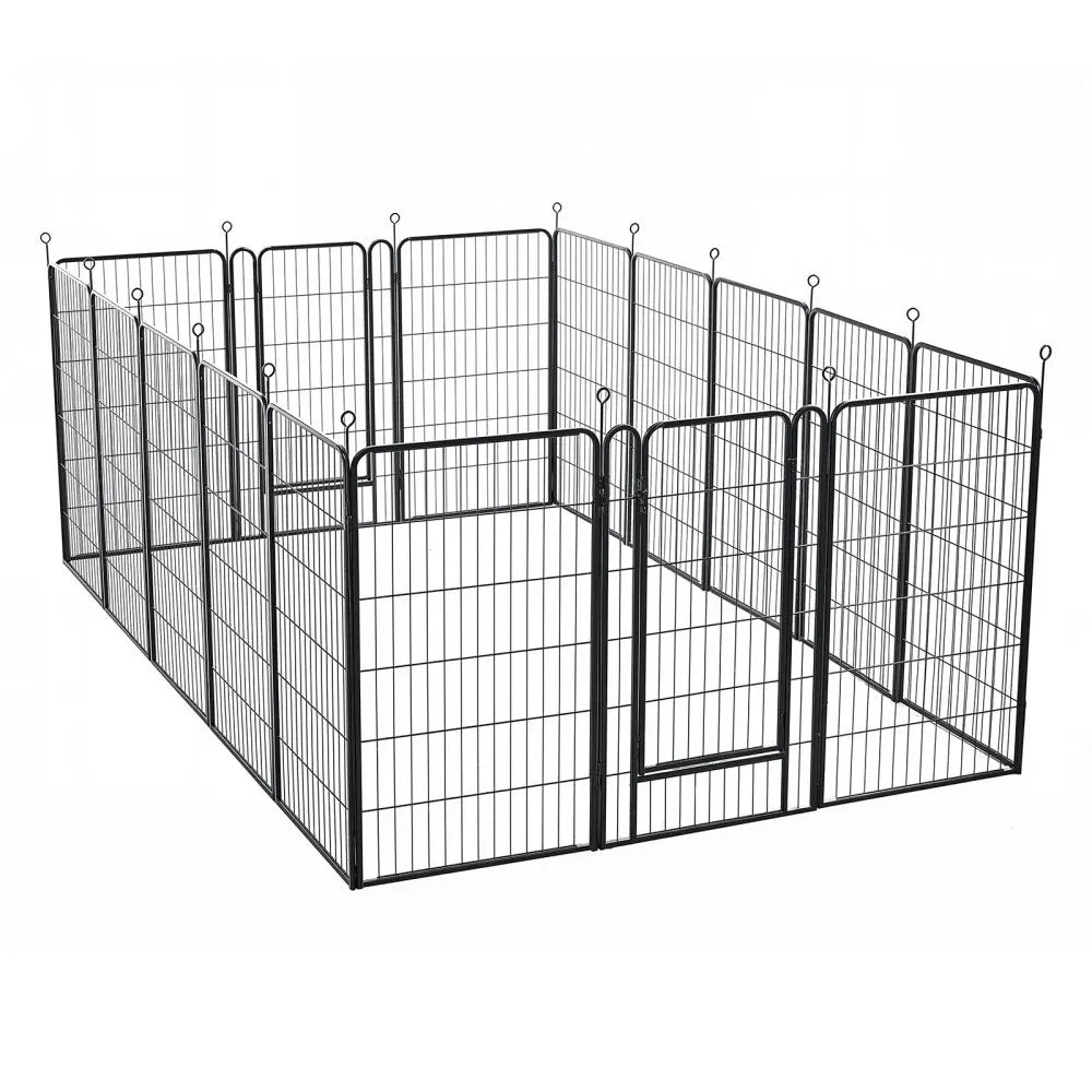 VEVOR Dog Playpen 40 Inch 16 Panels Foldable Metal Exercise Pen Pet Fence, Indoor/Outdoor Heavy Duty Puppy Crate Kennel with Door for Large/Small Dogs and Cats, Portable for RV Camping, Yard, Black