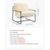 VEVOR Accent Chair, Metal Framed Chair with Wooden Armrests, Modern Cozy Upholstered Armchair, with Soft Foam Cushioning, Detachable Cushion, for Living Room, Bedroom, Reading Room, Office, Beige