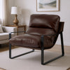 VEVOR Accent Chair, Modern PU Leather Armchair, Cozy Upholstered Chair, with Soft Foam Cushioning, Sturdy Metal Frame, and Detachable Cushion, for Living Room, Bedroom, Reading Room, Office, Brown