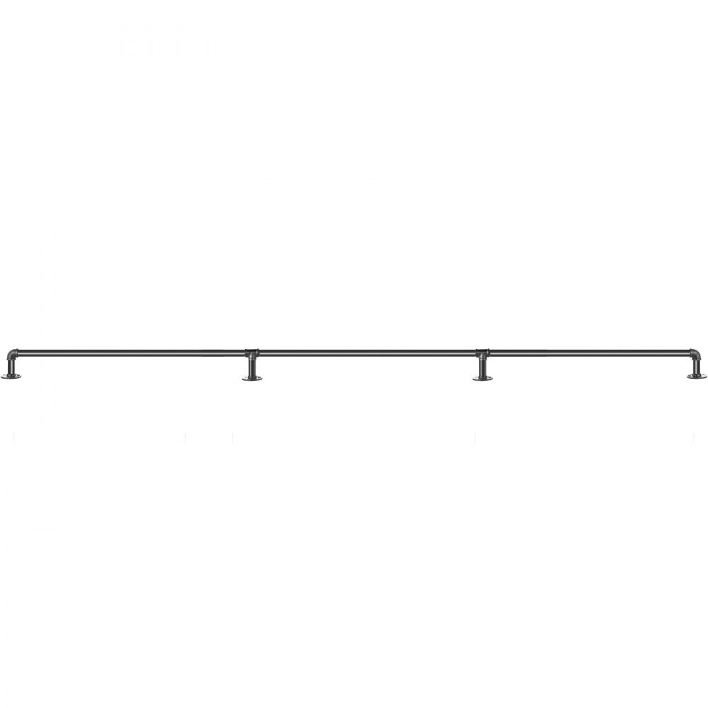VEVOR Pipe Stair Handrail, 11FT Staircase Handrail, 440LBS Load Capacity Carbon Steel Pipe Handrail, Industrial Pipe Handrail with Wall Mount Support, Round Corner Wall Handrailing for Indoor, Outdoor