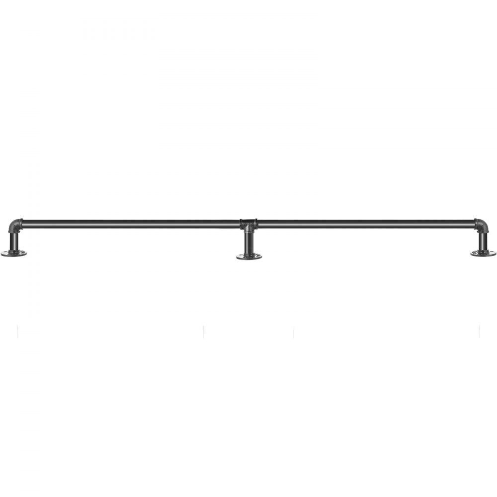 VEVOR Pipe Stair Handrail, 5FT Staircase Handrail, 440LBS Load Capacity Carbon Steel Pipe Handrail, Industrial Pipe Handrail with Wall Mount Support, Round Corner Wall Handrailings for Indoor, Outdoor
