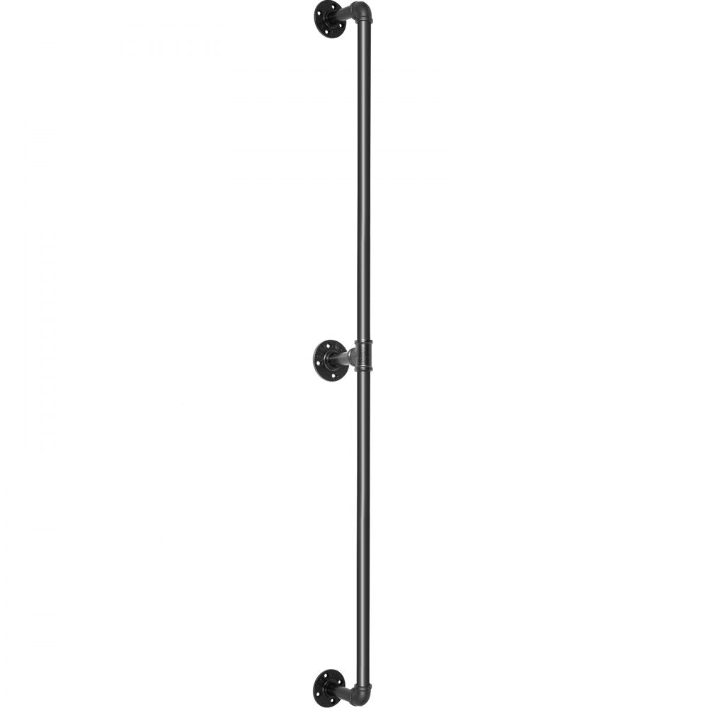 VEVOR Pipe Stair Handrail, 5FT Staircase Handrail, 440LBS Load Capacity Carbon Steel Pipe Handrail, Industrial Pipe Handrail with Wall Mount Support, Round Corner Wall Handrailings for Indoor, Outdoor