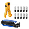 VEVOR Coax Cable Crimper Kit, Coaxial Cable Compression Kit with a Crimping Tool, a Wire Stripper, and 30PCS F-Type RG6 Connector, Compatible with RG6, RG59, RG11 Coax Cable, Lightweight & Portable