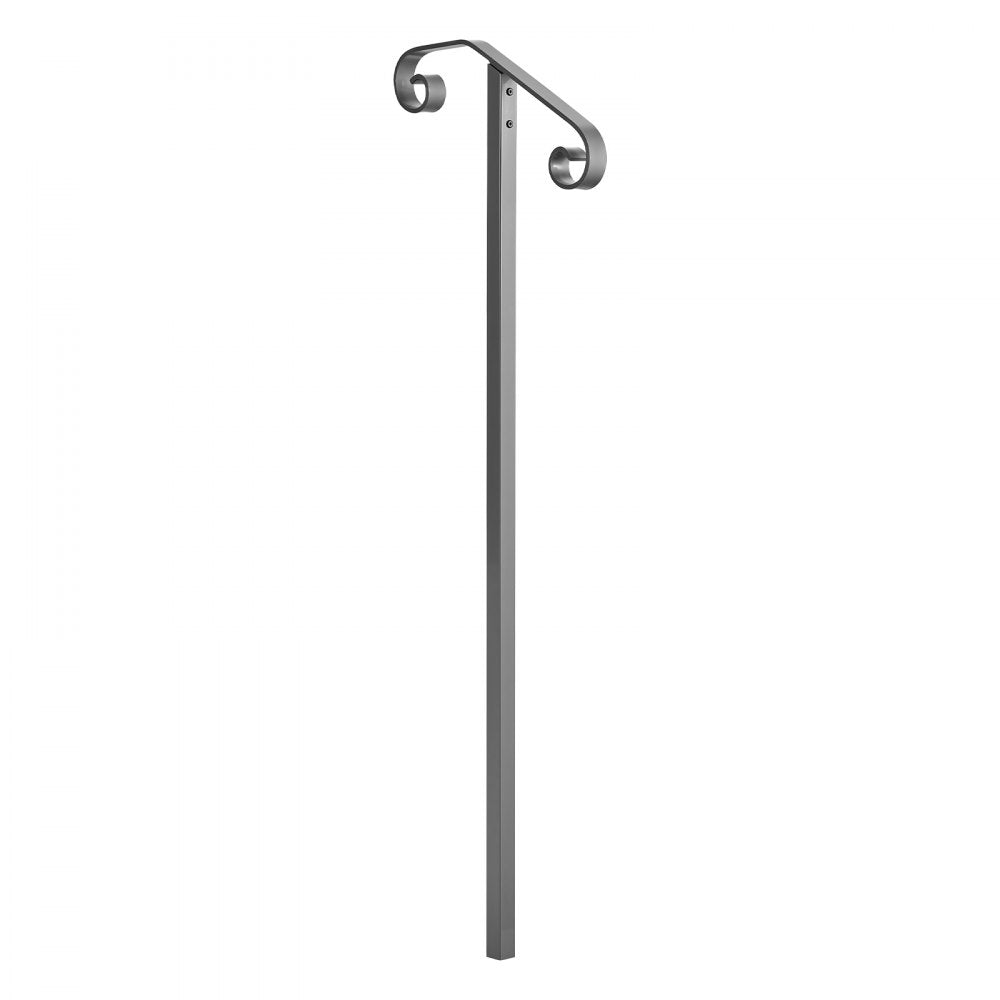 VEVOR Handrails for Outdoor Steps, 1-2 Step Single-Post Stair Hand Rail Kit, Gray Stair Rails for Seniors, Concrete Steps & Porch & Deck, Heavy-Duty Galvanized Steel Railings w/ Installation Hardware