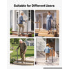 VEVOR Handrails for Outdoor Steps, 1-2 Step Single-Post Stair Hand Rail Kit, Gray Stair Rails for Seniors, Concrete Steps & Porch & Deck, Heavy-Duty Galvanized Steel Railings w/ Base & Installation Kit