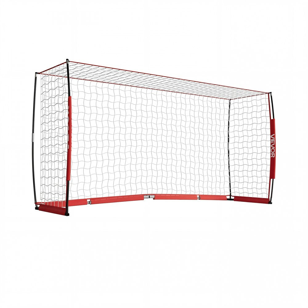 VEVOR Soccer Goal 12 x 6 FT Soccer Net for Backyard Collapsible Base Red, Portable & Quick Setup Set, with Metal Base, Carry Bag, Ground Stakes, for Youth & Adults Outdoor Backyard Practice Training