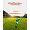 VEVOR Portable Soccer Goal, 12x6 ft Adults Kids Backyard Soccer Net, Large Practice Soccer Net, Steel Fiberglass Structure Training Goal Set, All-Weather Outdoor Soccer Goals with Carry Bag, Orange