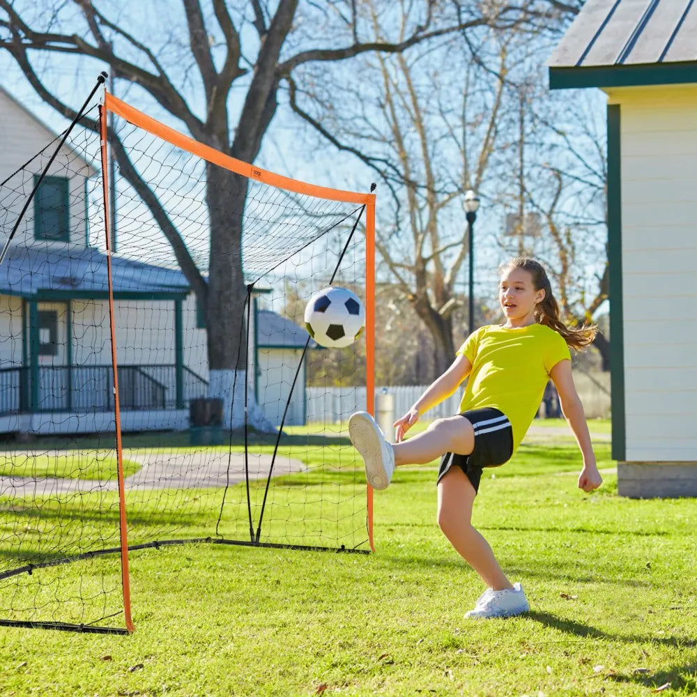 VEVOR Portable Soccer Goal, 12x6 ft Adults Kids Backyard Soccer Net, Large Practice Soccer Net, Steel Fiberglass Structure Training Goal Set, All-Weather Outdoor Soccer Goals with Carry Bag, Orange