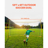 VEVOR Portable Soccer Goal, 12x6 ft Adults Kids Backyard Soccer Net, Large Practice Soccer Net, Steel Fiberglass Structure Training Goal Set, All-Weather Outdoor Soccer Goals with Carry Bag, Yellow