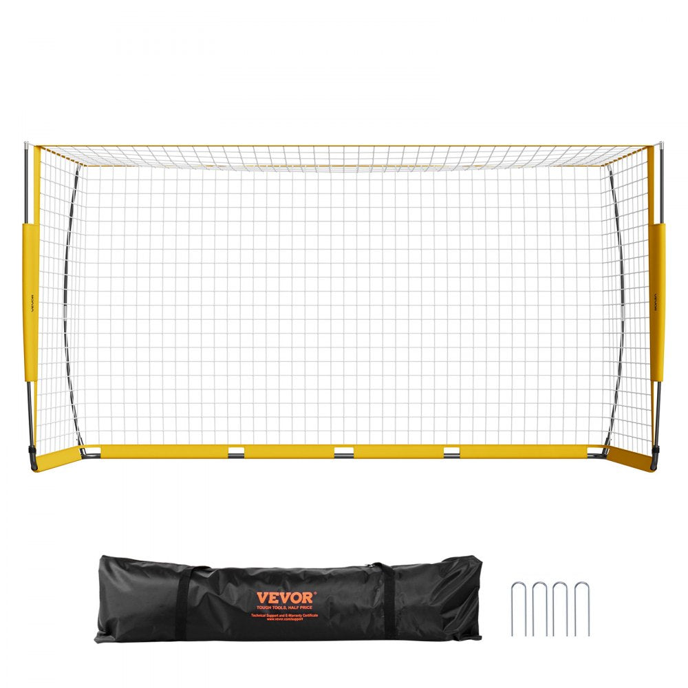 VEVOR Portable Soccer Goal, 12x6 ft Adults Kids Backyard Soccer Net, Large Practice Soccer Net, Steel Fiberglass Structure Training Goal Set, All-Weather Outdoor Soccer Goals with Carry Bag, Yellow