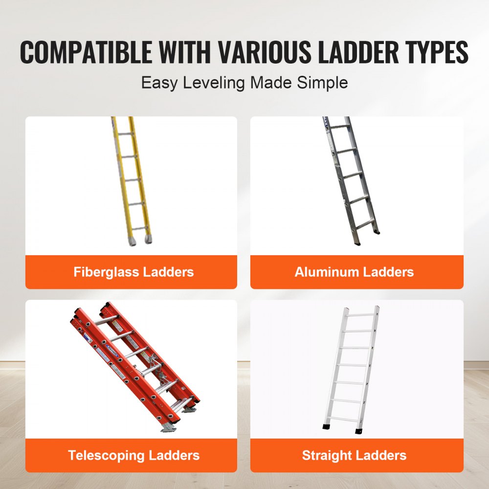 VEVOR Ladder Levler, 20 inch Steel 550lbs Load Ladder Leveling Tool, Pitch Hopper, Stair Ladder Stabilizer with Storage, Easy to Use for All Surfaces,Extension Ladder Accessories for Uneven Ground