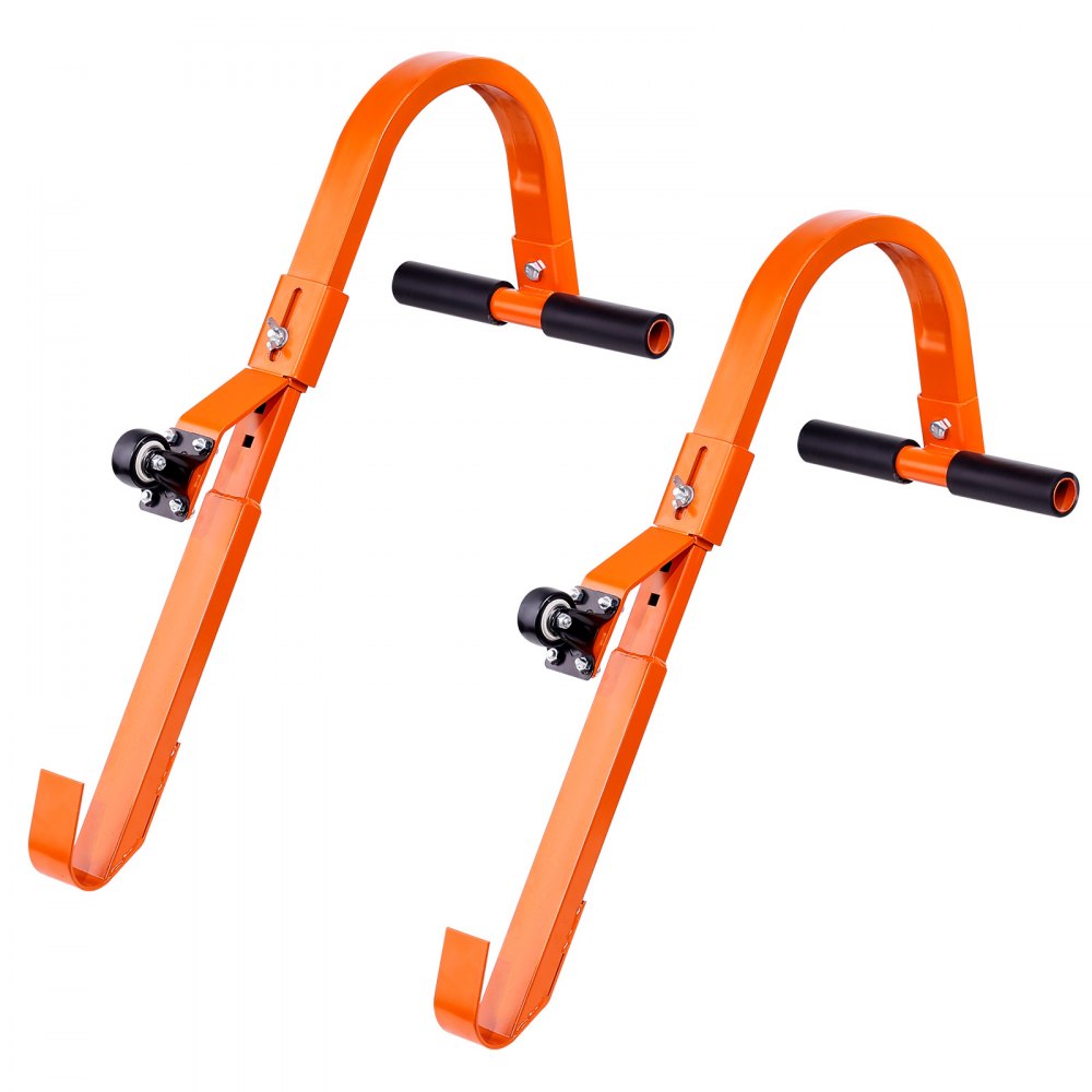 VEVOR Ladder Roof Hook, 2 Pack with Wheel Heavy Duty Steel Ladder Stabilizer, Roof Ridge Extension Rubber Grip T-Bar for Damage Prevention, 500 lbs Weight Rating, Fast & Easy to Access Steep Roofs