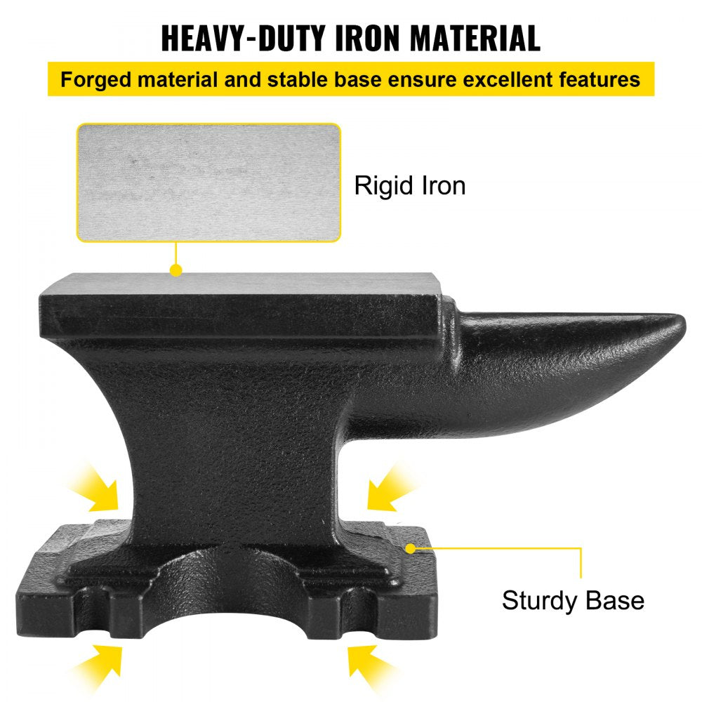 VEVOR Cast Iron Anvil, 25 Lbs(11kg) Single Horn Anvil with 6.8 x 3.5 inch Countertop and Stable Base, High Hardness Rugged Round Horn Anvil Blacksmith, for Bending, Shaping