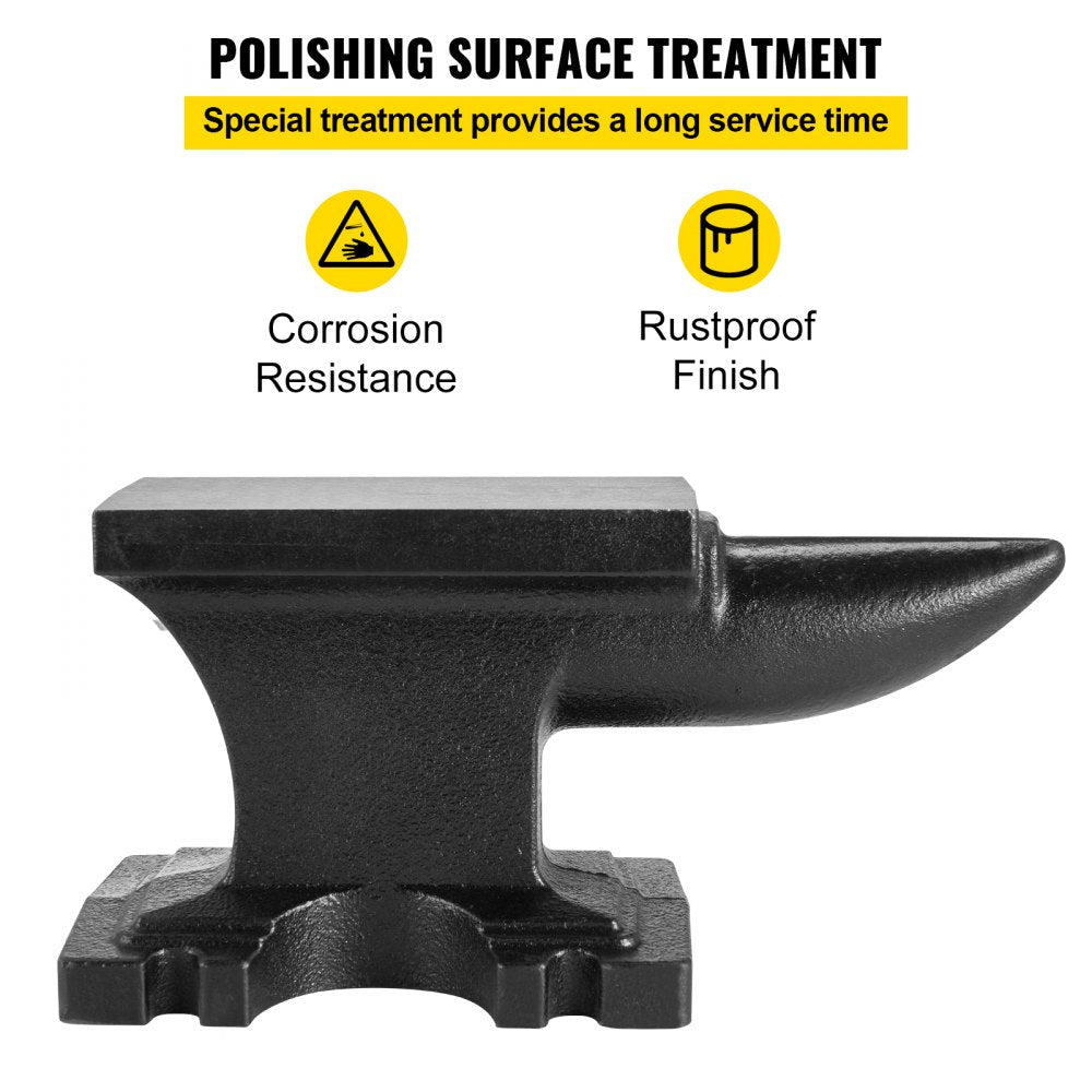 VEVOR Cast Iron Anvil, 25 Lbs(11kg) Single Horn Anvil with 6.8 x 3.5 inch Countertop and Stable Base, High Hardness Rugged Round Horn Anvil Blacksmith, for Bending, Shaping