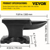 VEVOR Cast Iron Anvil, 25 Lbs(11kg) Single Horn Anvil with 6.8 x 3.5 inch Countertop and Stable Base, High Hardness Rugged Round Horn Anvil Blacksmith, for Bending, Shaping