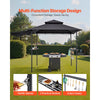 VEVOR Grill Gazebo, 8 x 5 ft Double-Tiered Top, BBQ Gazebo with Extra Awning, Powder-Coated Steel Patio Grill Shelter with 2 Side Shelves, Bottle Opener & Hooks, Outdoor Grilling Canopy for Garden